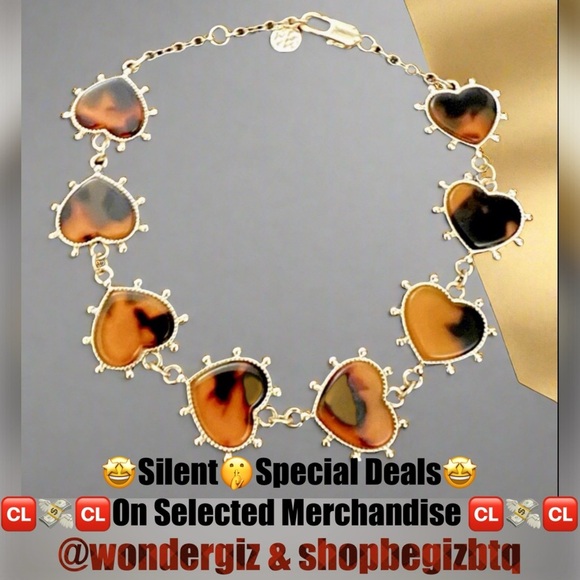 🆕 Tory Burch Authentic Gold And Tortoise Stone Adjustable Heart Charm Bracele - Picture 3 of 11